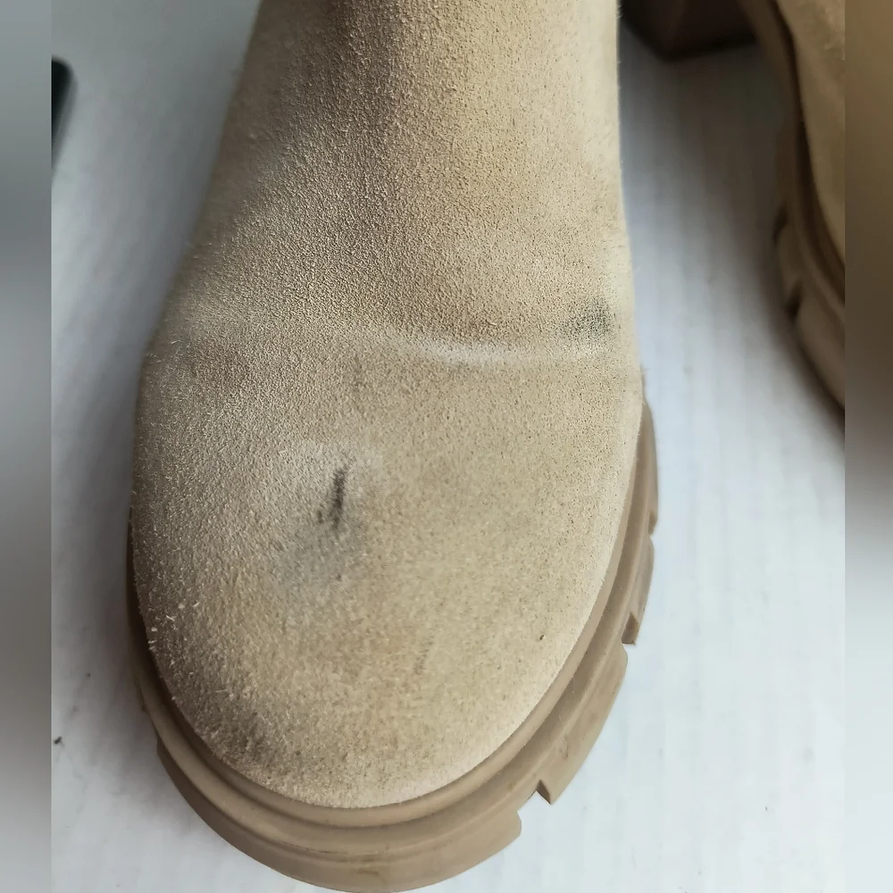 Steve Madden Hayle 7.5 Tan Platform Chelsea Chunky Boots Shoes